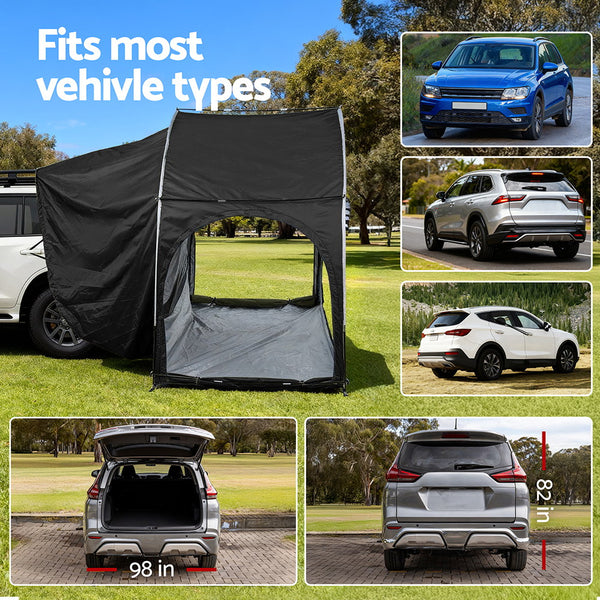 Weisshorn Camping Tent Car SUV Rear Hatchback Tents Canopy Portable Outdoor Family Black Awezingly