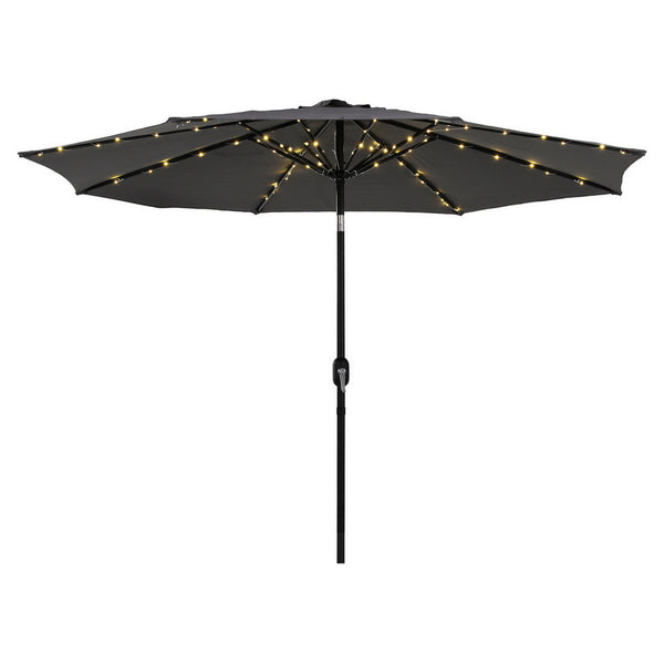 Instahut Outdoor Umbrella 2.9m Market Umbrella with String Light Tilt Charcoal Shade Awezingly