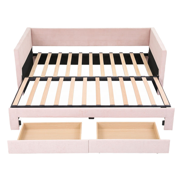Artiss Single Extendable Daybed with 2 Storage Drawers, Pink Awezingly