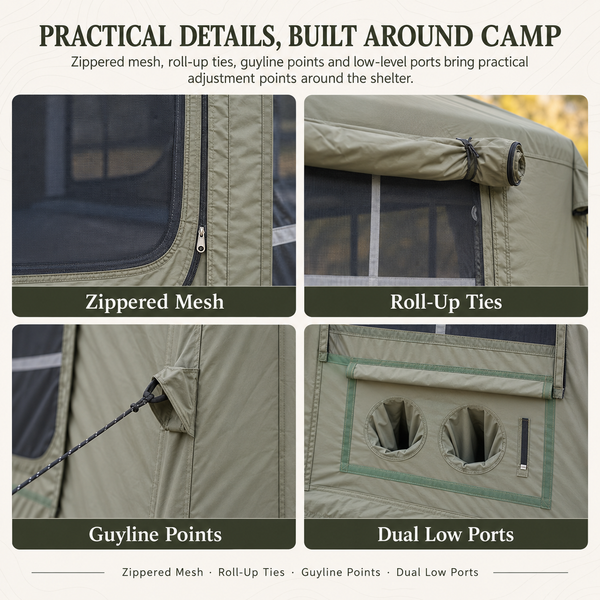 Weisshorn Inflatable Cabin Camping Tent Olive Green Mesh Entry 520x360cm Awezingly