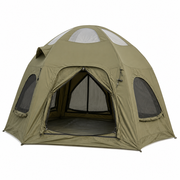 Weisshorn 4 Person Inflatable Camping Tent TC Canvas Sun Shade Rain-Ready Awezingly