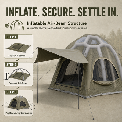 Weisshorn 4 Person Inflatable Camping Tent TC Canvas Sun Shade Rain-Ready