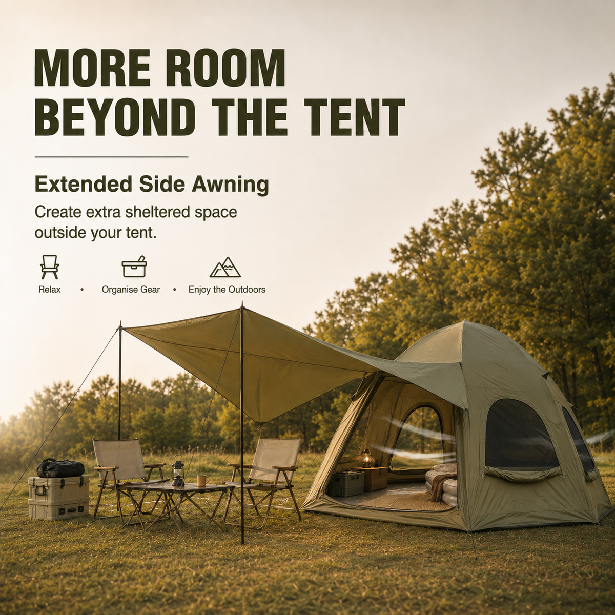 Weisshorn 4 Person Inflatable Camping Tent TC Canvas Sun Shade Rain-Ready Awezingly