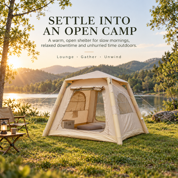 Weisshorn Inflatable Camping Tent Dual End Doors Arched Windows 300x400cm Awezingly