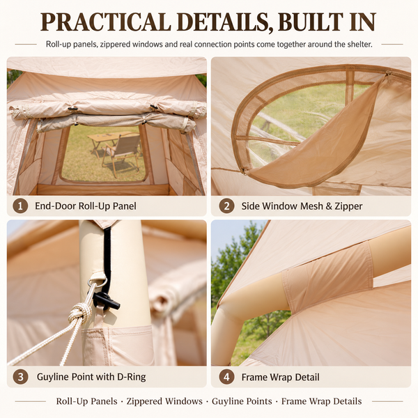 Weisshorn Inflatable Camping Tent Dual End Doors Arched Windows 300x400cm Awezingly