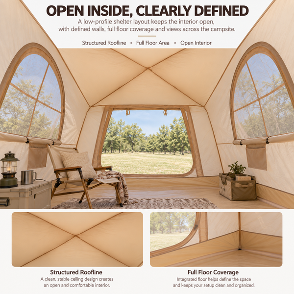 Weisshorn Inflatable Camping Tent Dual End Doors Arched Windows 300x400cm Awezingly