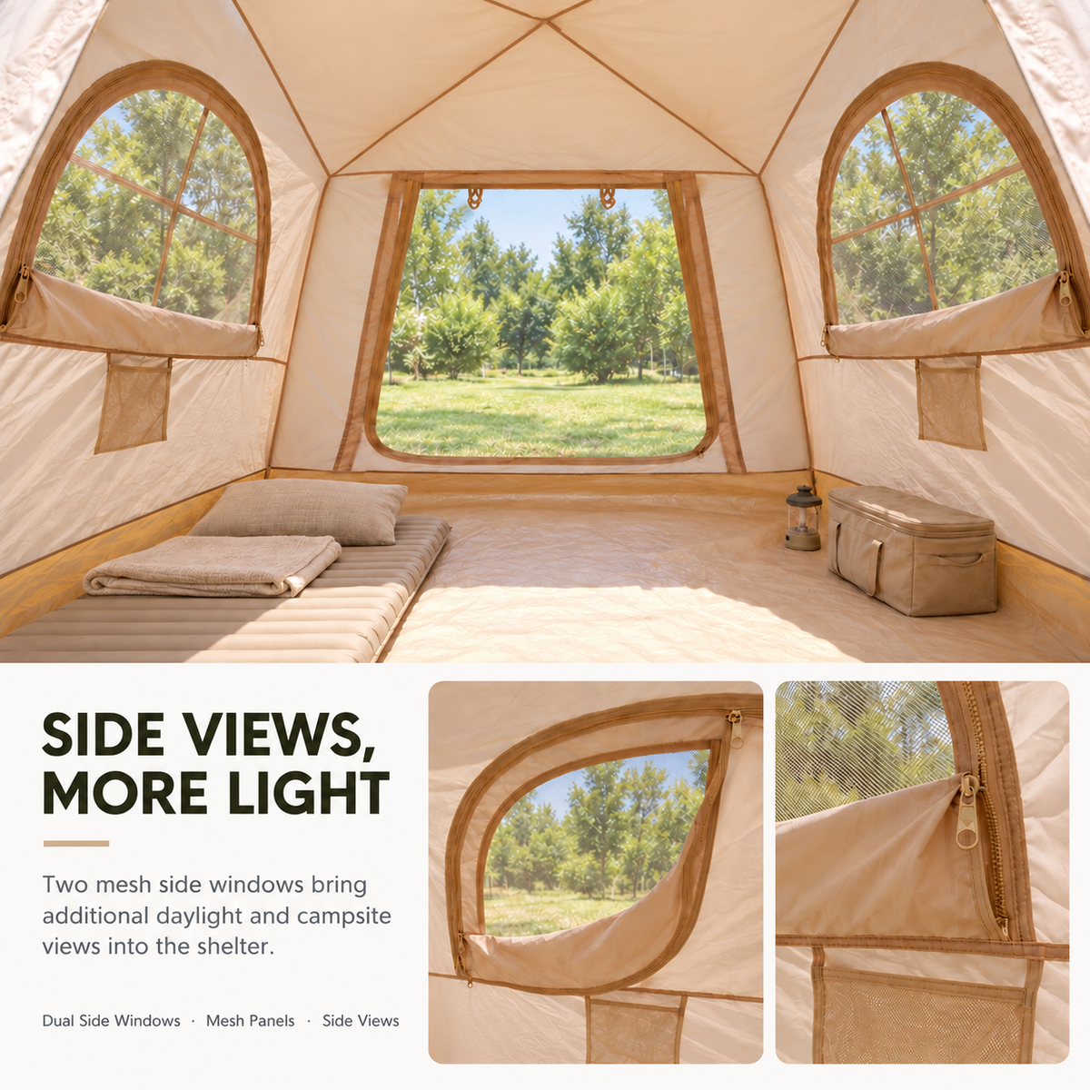 Weisshorn Inflatable Camping Tent Dual End Doors Arched Windows 300x400cm Awezingly