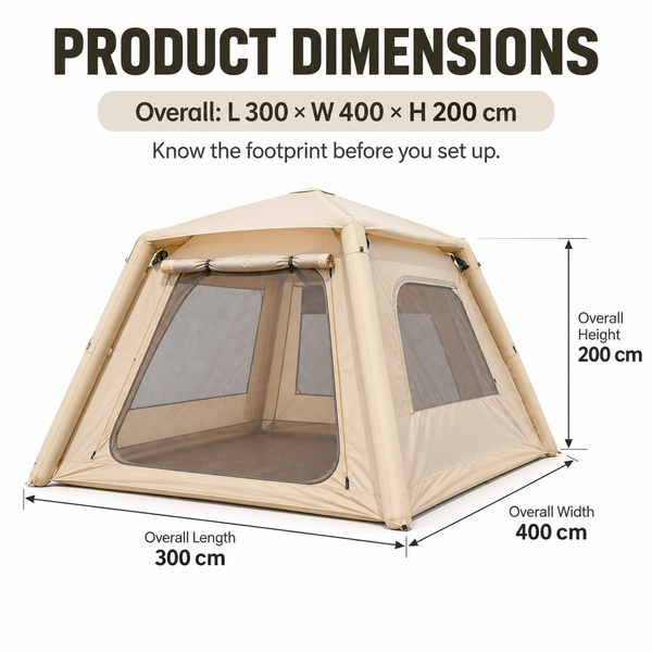 Weisshorn Inflatable Camping Tent Dual End Doors Arched Windows 300x400cm Awezingly
