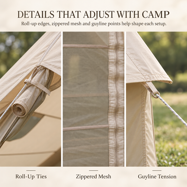 Weisshorn Inflatable A-Frame Camping Tent Large Outdoor Glamping Beige Awezingly