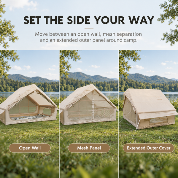 Weisshorn Inflatable A-Frame Camping Tent Large Outdoor Glamping Beige Awezingly