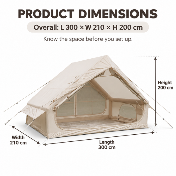 Weisshorn Inflatable A-Frame Camping Tent Large Outdoor Glamping Beige Awezingly