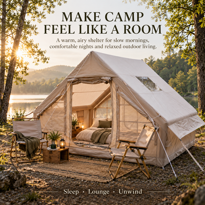 Weisshorn A-Frame Inflatable Air Tent with Mesh Windows, Family Glamping