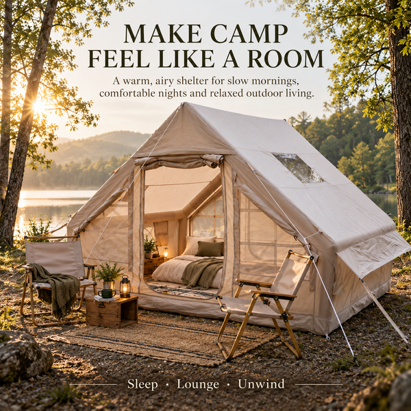 Weisshorn A-Frame Inflatable Air Tent with Mesh Windows, Family Glamping Awezingly