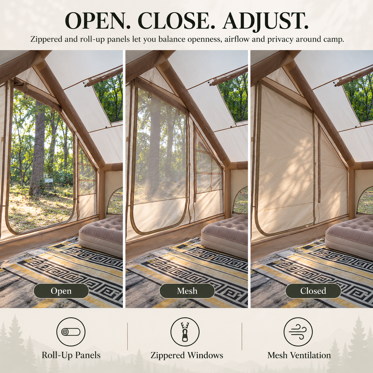 Weisshorn A-Frame Inflatable Air Tent with Mesh Windows, Family Glamping Awezingly