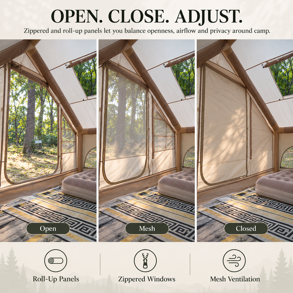Weisshorn A-Frame Inflatable Air Tent with Mesh Windows, Family Glamping Awezingly