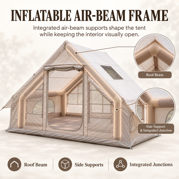 Weisshorn A-Frame Inflatable Air Tent with Mesh Windows, Family Glamping Awezingly
