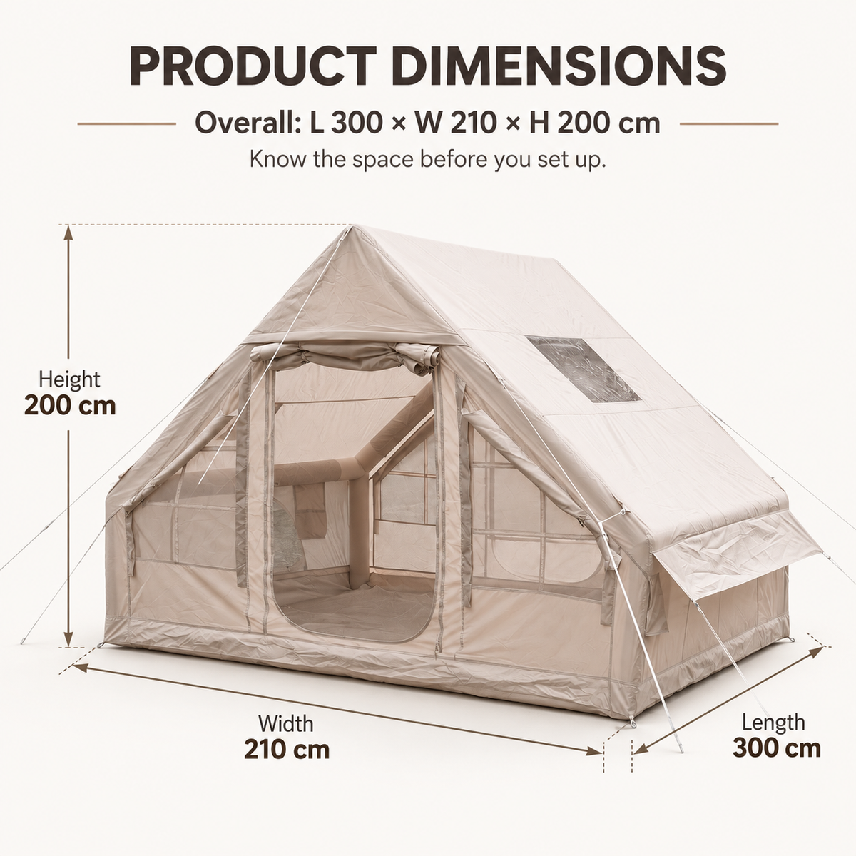 Weisshorn A-Frame Inflatable Air Tent with Mesh Windows, Family Glamping Awezingly