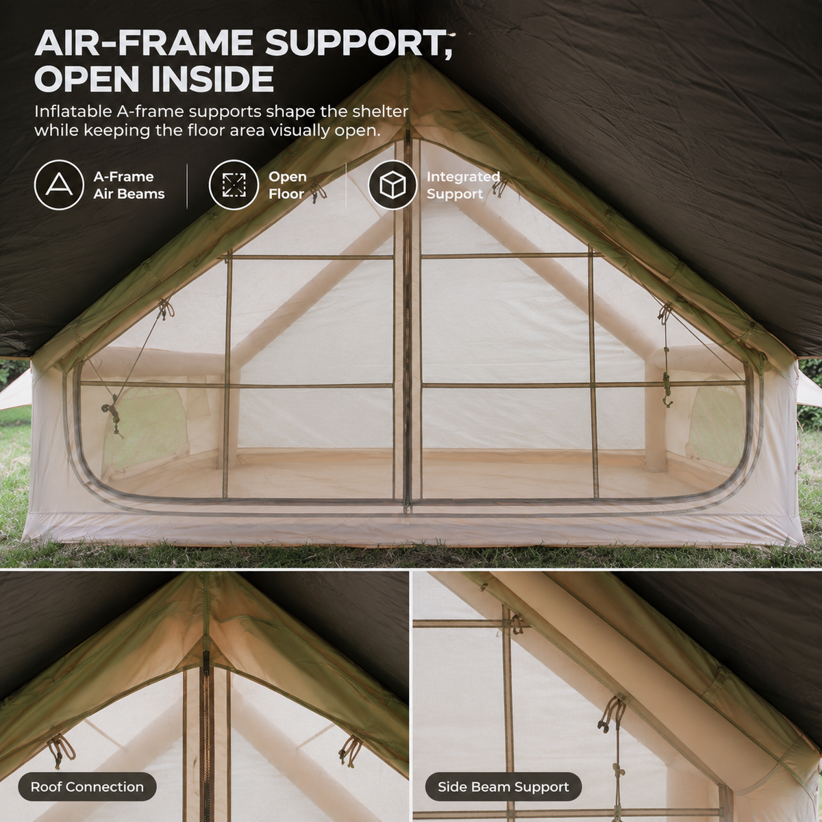 Weisshorn Inflatable A-Frame Tent with Extended Side Awning, Basecamp Awezingly