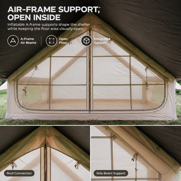 Weisshorn Inflatable A-Frame Tent with Extended Side Awning, Basecamp Awezingly