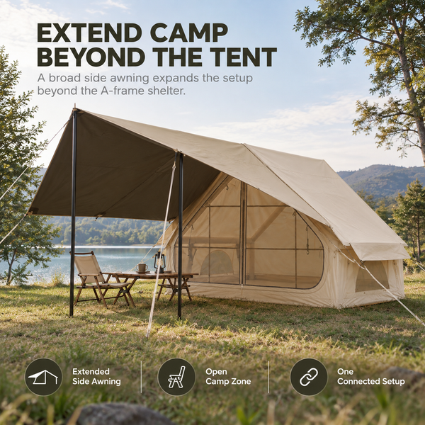 Weisshorn Inflatable A-Frame Tent with Extended Side Awning, Basecamp Awezingly