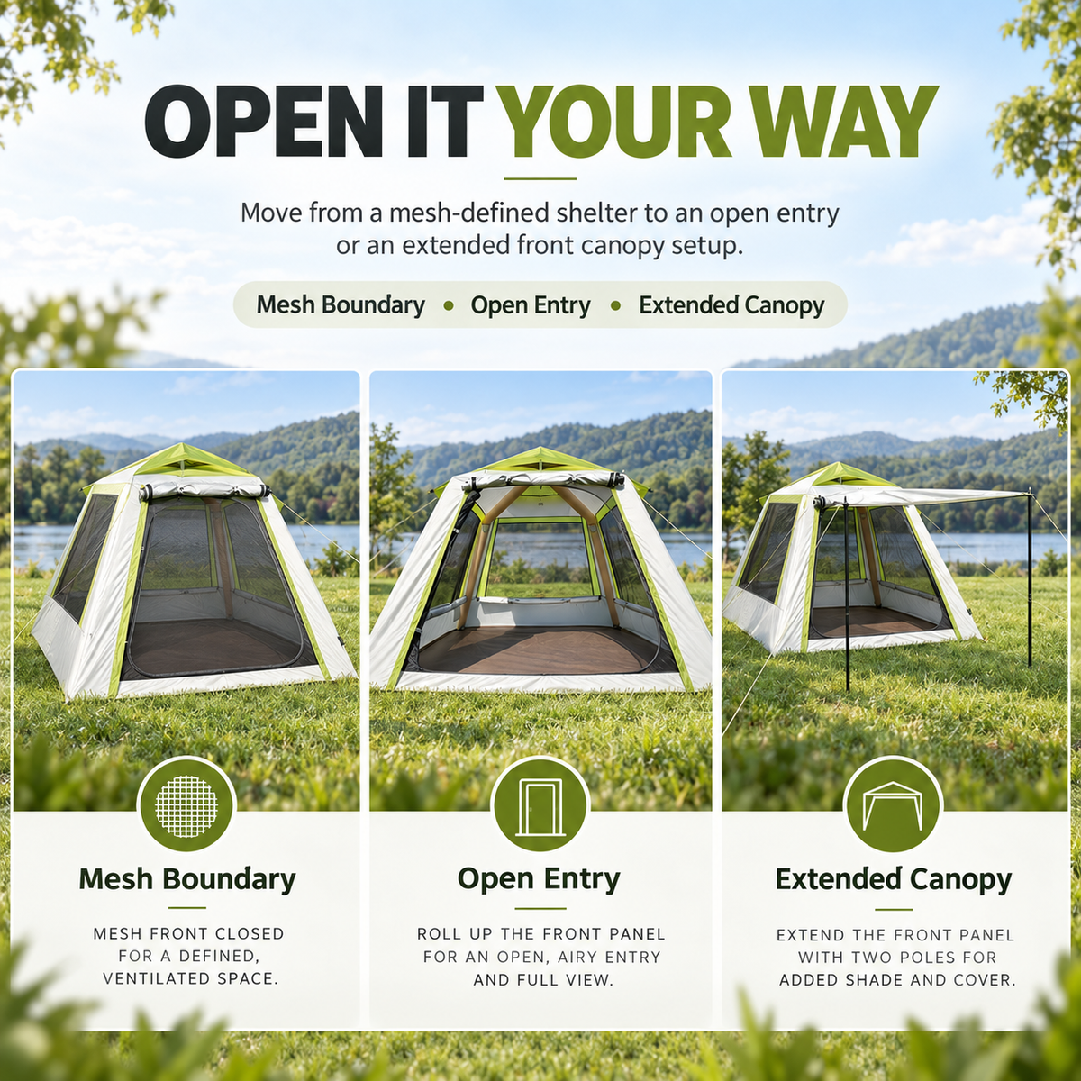 Weisshorn Inflatable Mesh Gazebo Tent, Air-Frame with Extendable Canopy Awezingly