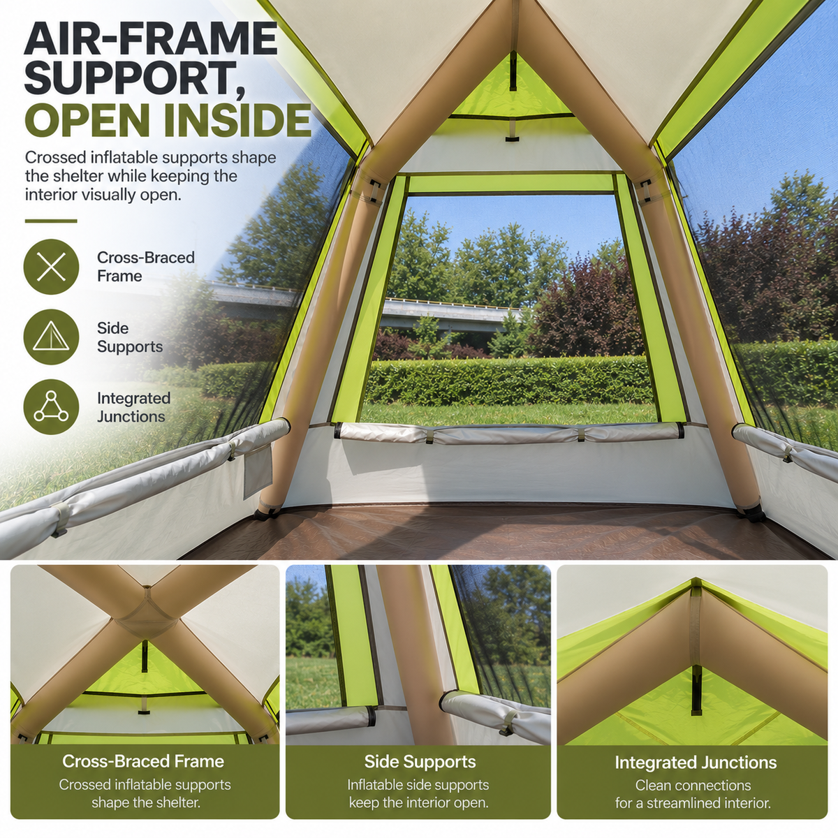 Weisshorn Inflatable Mesh Gazebo Tent, Air-Frame with Extendable Canopy Awezingly