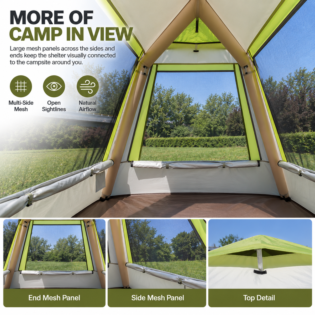 Weisshorn Inflatable Mesh Gazebo Tent, Air-Frame with Extendable Canopy Awezingly