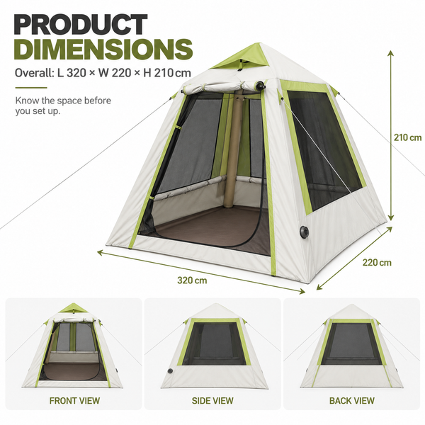 Weisshorn Inflatable Mesh Gazebo Tent, Air-Frame with Extendable Canopy Awezingly