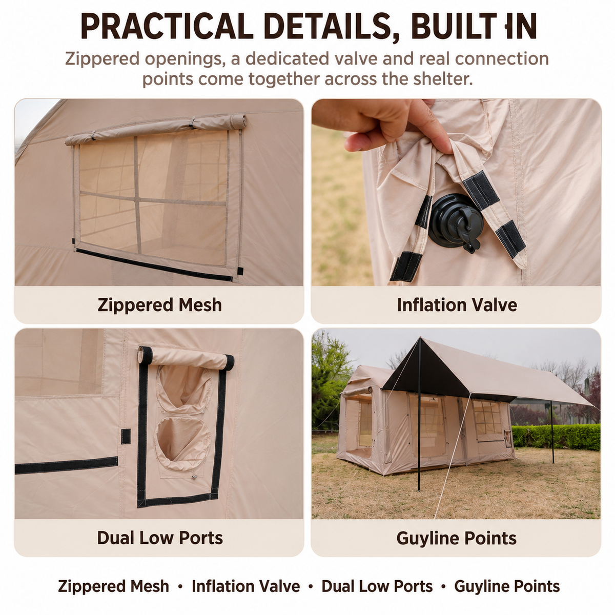 Weisshorn Inflatable Cabin Tent 300x400cm Side Awning Roof Skylight Awezingly