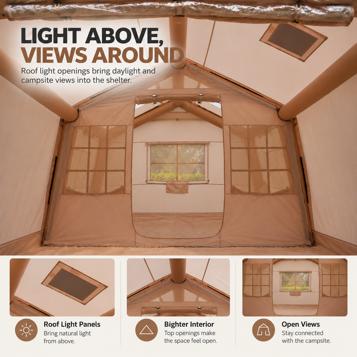 Weisshorn Inflatable Cabin Tent 300x400cm Side Awning Roof Skylight Awezingly