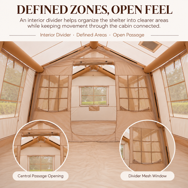 Weisshorn Inflatable Cabin Tent 300x400cm Side Awning Roof Skylight Awezingly
