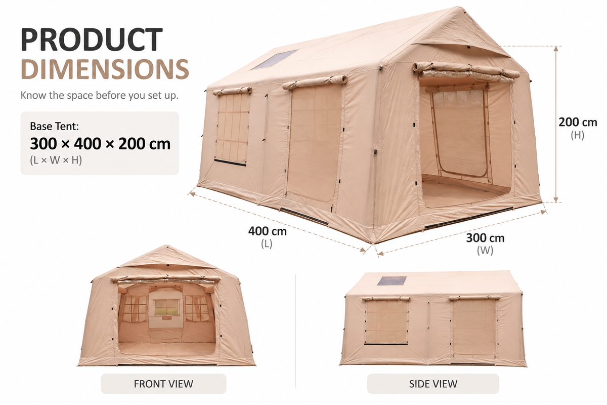 Weisshorn Inflatable Cabin Tent 300x400cm Side Awning Roof Skylight Awezingly