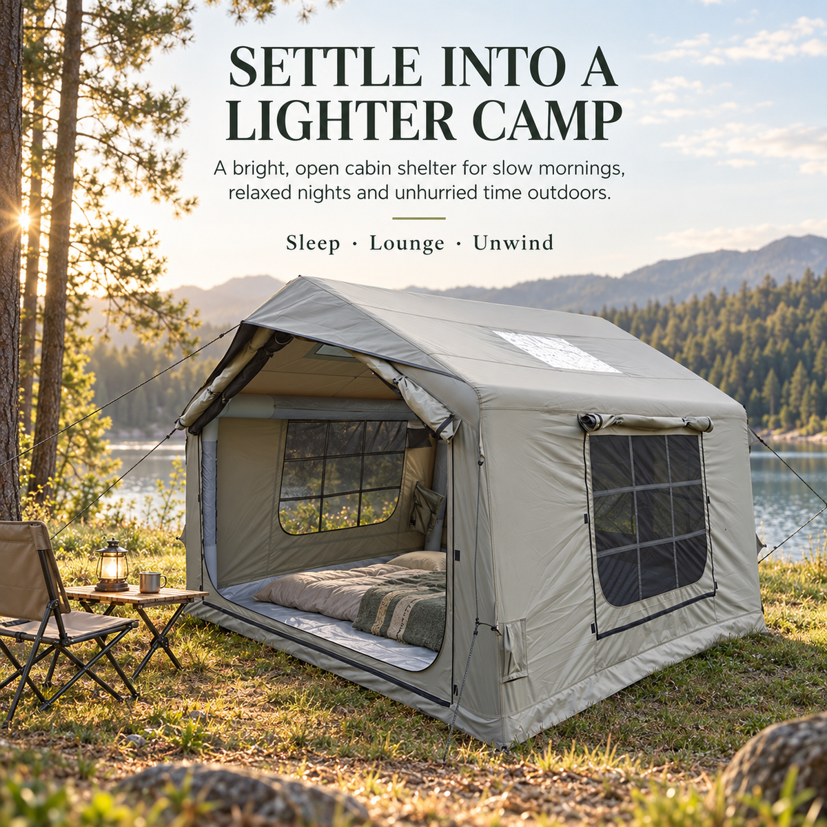 Weisshorn Inflatable Camping Tent Cabin Style with Skylight Mesh 300x265cm Awezingly