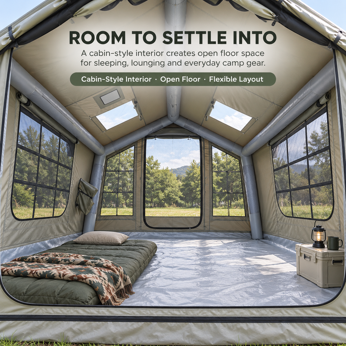 Weisshorn Inflatable Camping Tent Cabin Style with Skylight Mesh 300x265cm Awezingly
