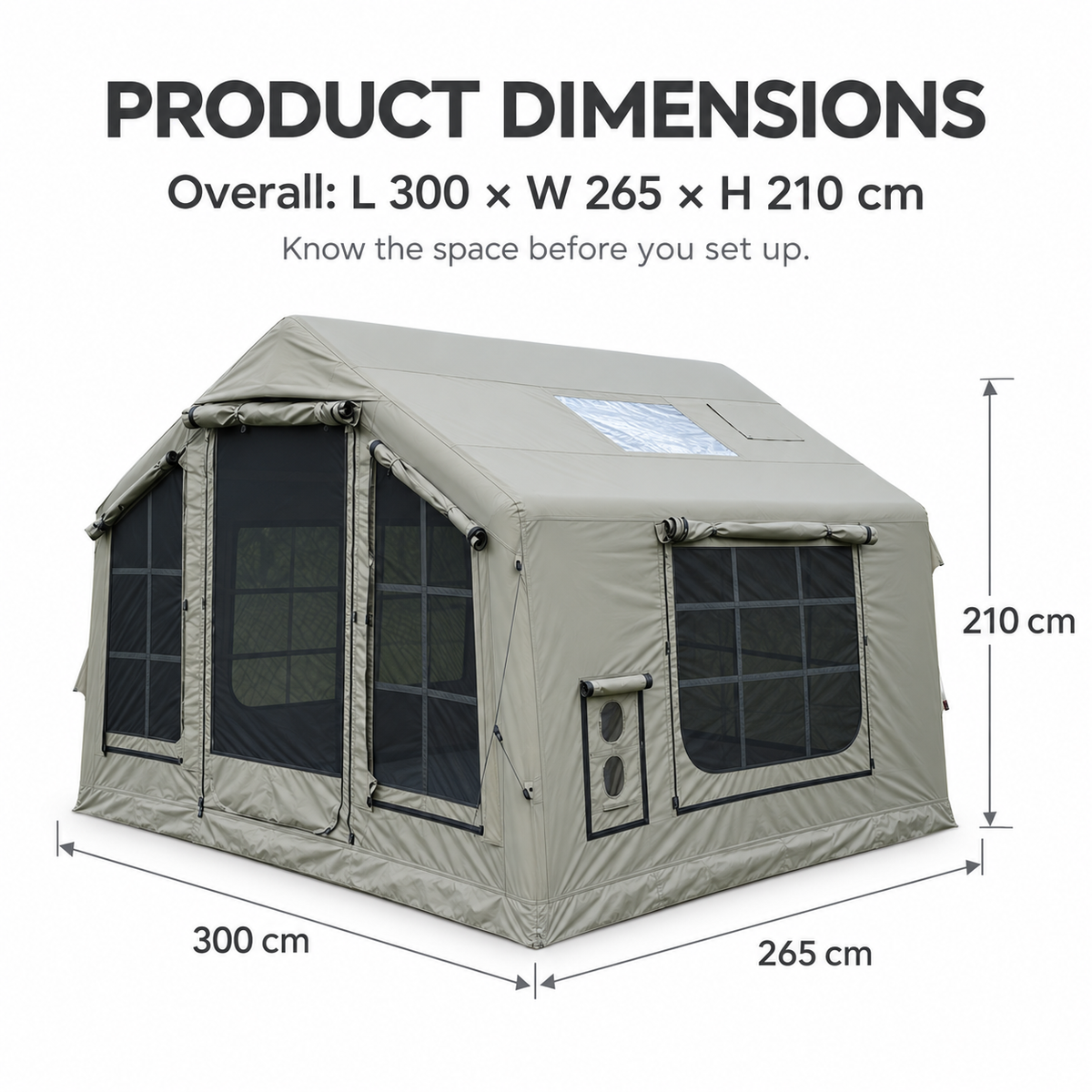 Weisshorn Inflatable Camping Tent Cabin Style with Skylight Mesh 300x265cm Awezingly