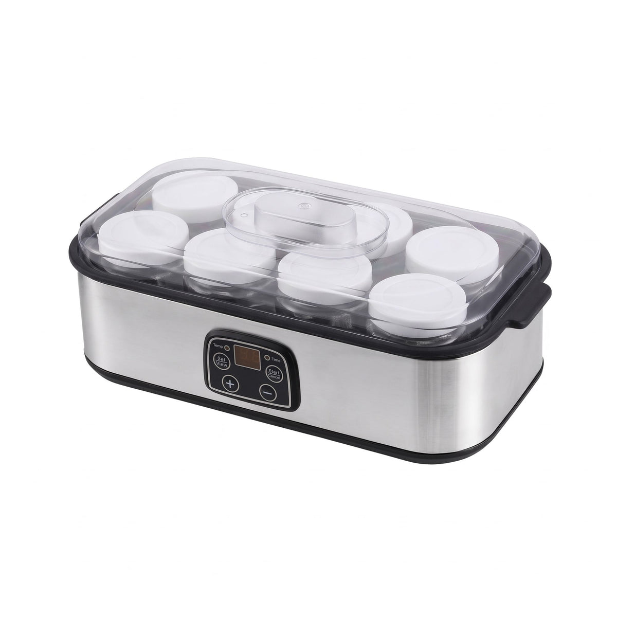 Devanti Yoghurt Maker Machine with 8x180ml Glass Cups Temp Control Black Awezingly
