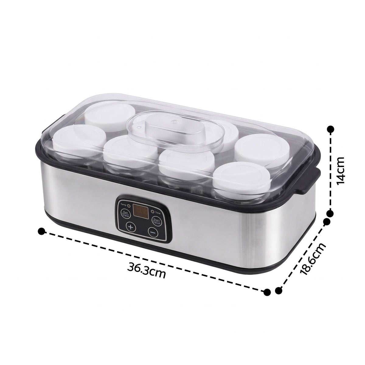 Devanti Yoghurt Maker Machine with 8x180ml Glass Cups Temp Control Black Awezingly