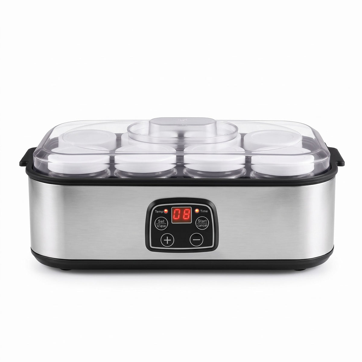 Devanti Yoghurt Maker Machine with 8x180ml Glass Cups Temp Control Black Awezingly
