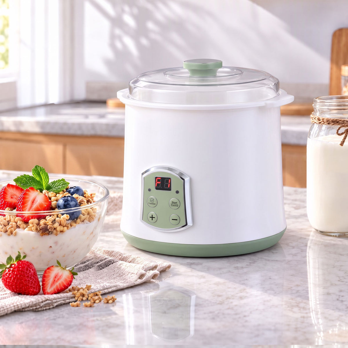 Devanti 2-in-1 Yoghurt Maker and Fermenter 2L with Greek Yoghurt Strainer Soft Cheese Machine Awezingly