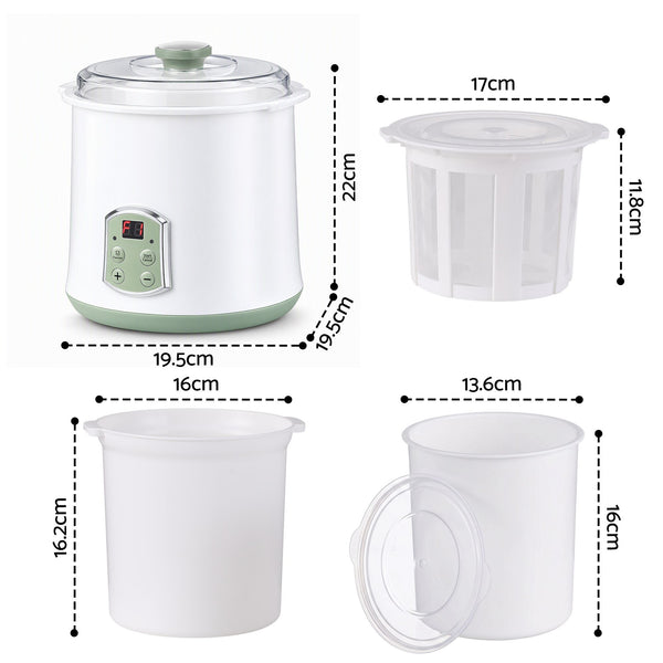 Devanti 2-in-1 Yoghurt Maker and Fermenter 2L with Greek Yoghurt Strainer Soft Cheese Machine Awezingly