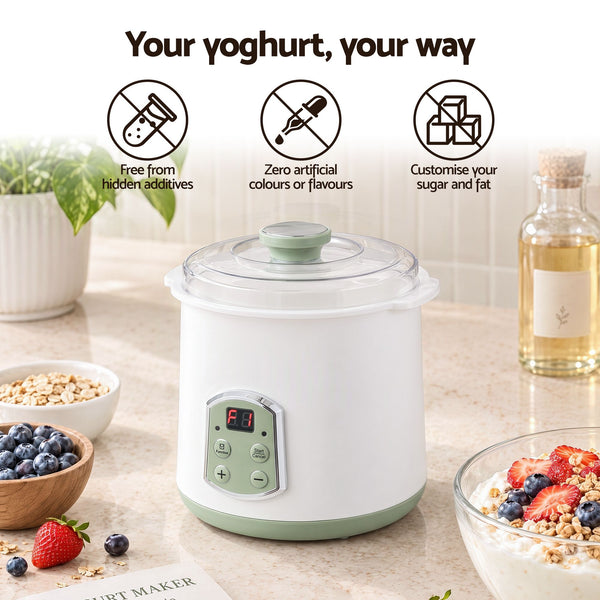 Devanti 2-in-1 Yoghurt Maker and Fermenter 2L with Greek Yoghurt Strainer Soft Cheese Machine Awezingly