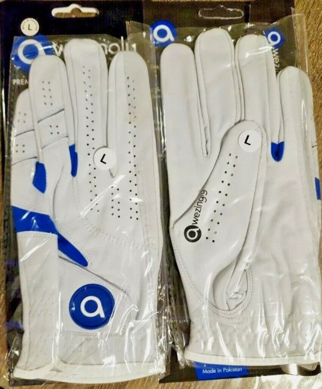Awezingly Power Touch Cabretta Leather Golf Glove for Men - White