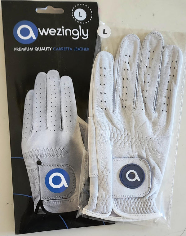 Awezingly Premium Quality Cabretta Leather Golf Glove for Men - White Awezingly