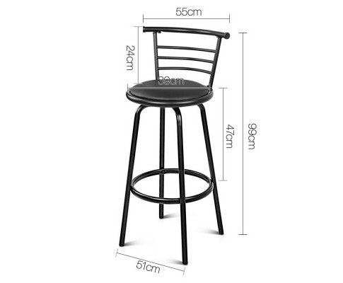 Artiss Set of 2 PU Leather Bar Stools - Black freeshipping - Awezingly