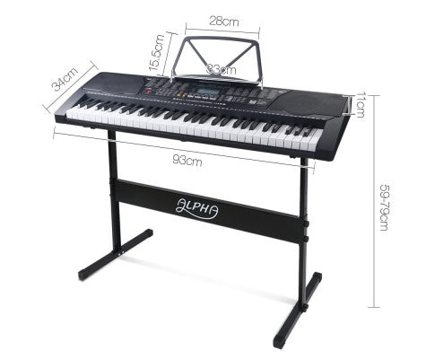 Alpha 61 Key Lighted Electronic Piano Keyboard LCD Electric w/ Holder Music Stand freeshipping - Awezingly