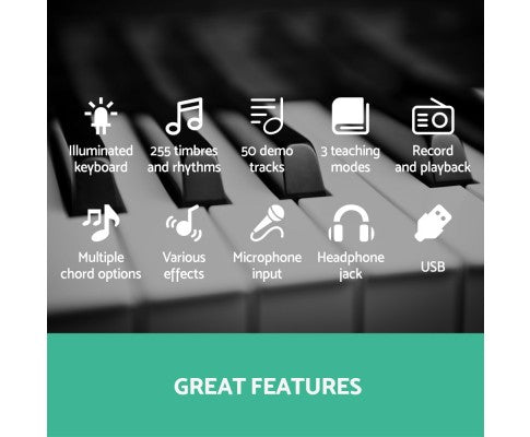 Alpha 61 Key Lighted Electronic Piano Keyboard LCD Electric w/ Holder Music Stand freeshipping - Awezingly