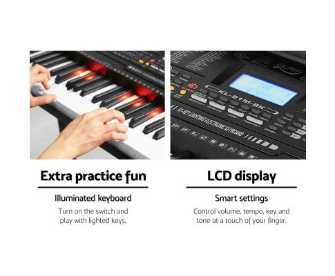 Alpha 61 Key Lighted Electronic Piano Keyboard LCD Electric w/ Holder Music Stand freeshipping - Awezingly