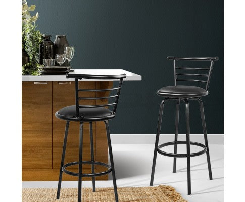 Artiss Set of 2 PU Leather Bar Stools - Black freeshipping - Awezingly