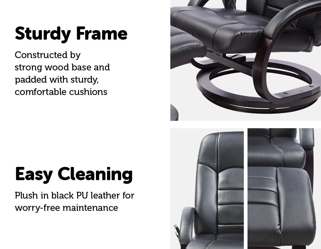 PU Leather Massage Chair Recliner Ottoman Lounge Remote Does not apply