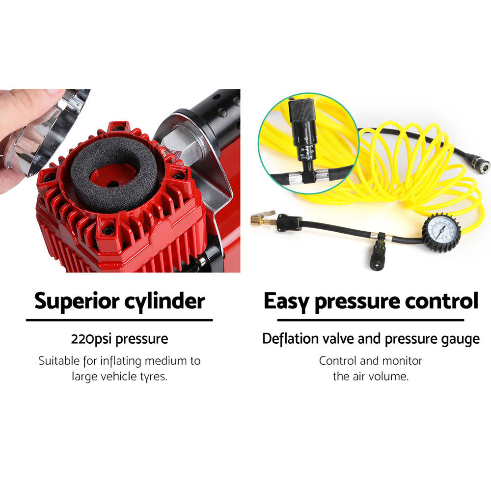 Giantz 12V Portable Air Compressor - Red Giantz